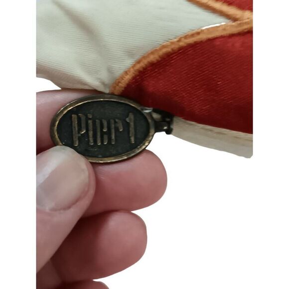 Pier One Throw Pillow w/ Insert Floral Design Embroidered 17”x17” Zipper Cheery - Picture 3 of 6